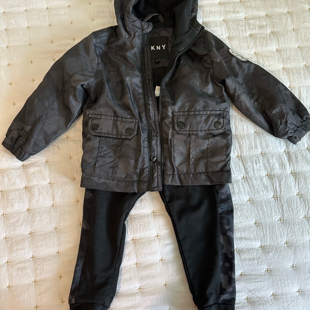 DKNY Charcoal Camo Jacket and Pants Set